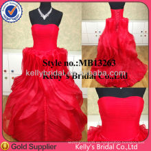 Kelly nupcial de encaje de nuevo diseño vestido de organza rojo vestido de noche de diseño italiano 2014